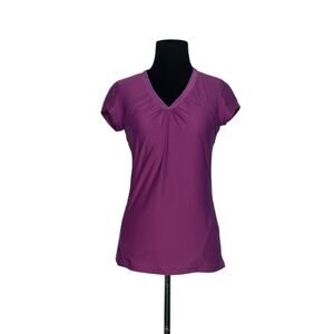Athleta pink purple short sleeves fitted athletic top size XS